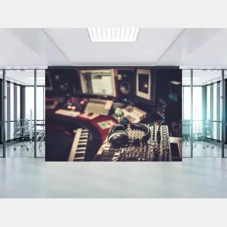 Wall mural vintage recording studio control desk • Wallissimo®