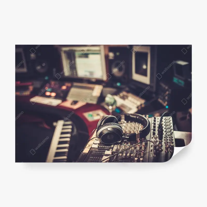 Wall mural vintage recording studio control desk