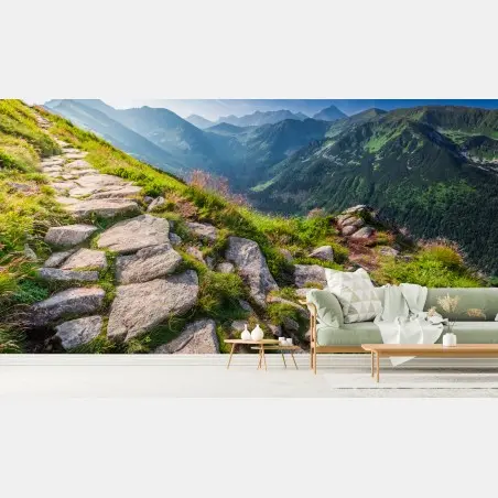 Wall mural sunrise over the Tatras mountain trail • Wallissimo®