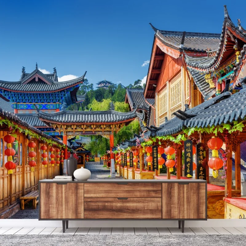 Wall mural Lijiang old town lantern street