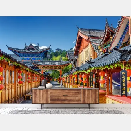 Wall mural Lijiang old town lantern street • Wallissimo®