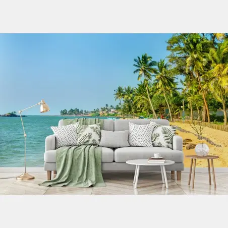 Wall mural tropical palm beach seascape • Wallissimo®