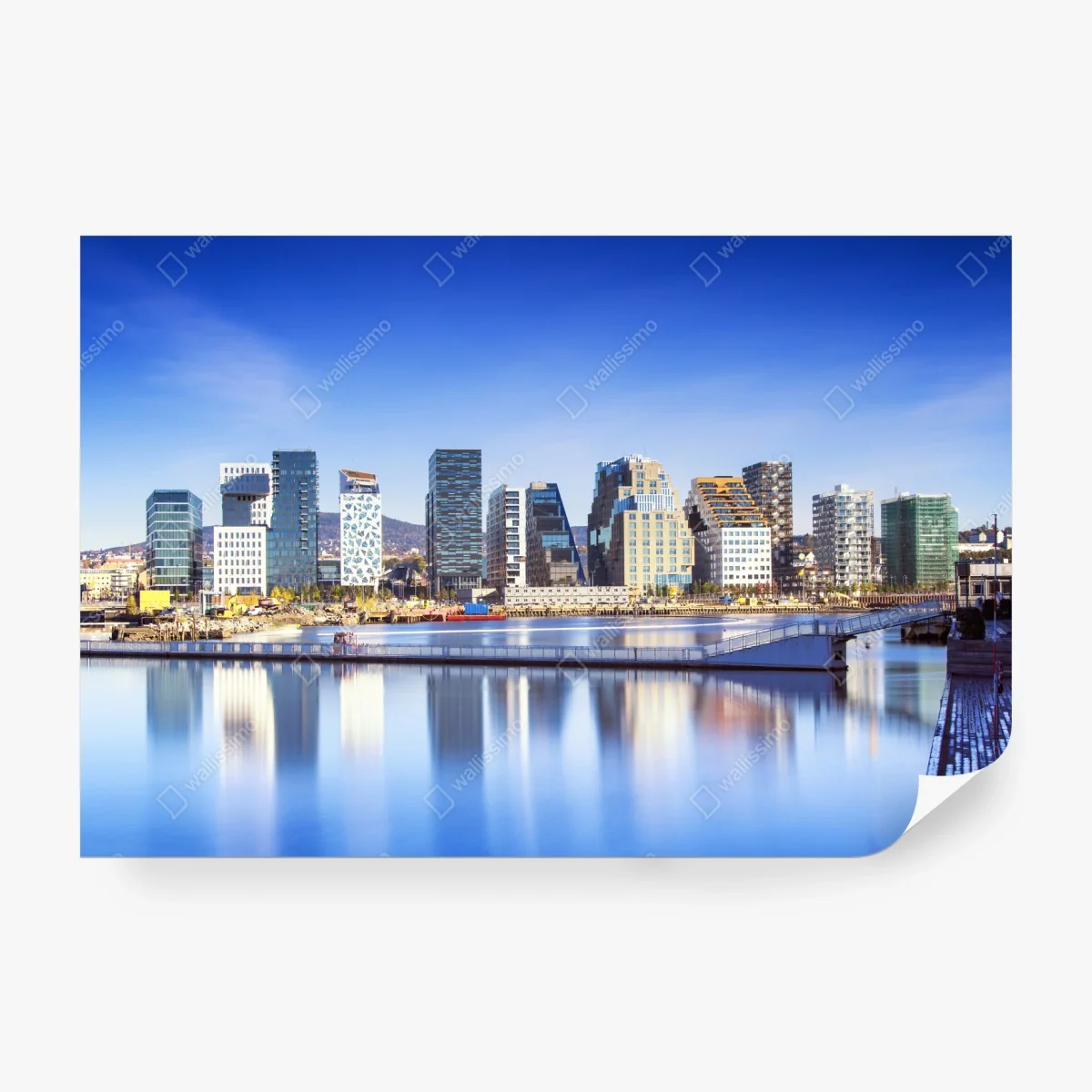 Wall mural modern waterfront skyline reflections ⁕ Wallissimo®