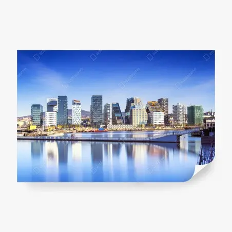 Wall mural modern waterfront skyline reflections • Wallissimo®