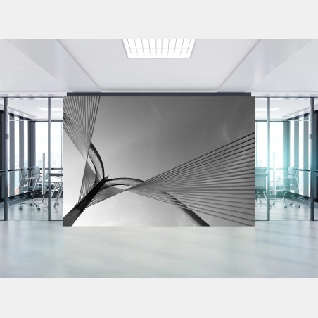Wall mural monochrome cable bridge lines • Wallissimo®