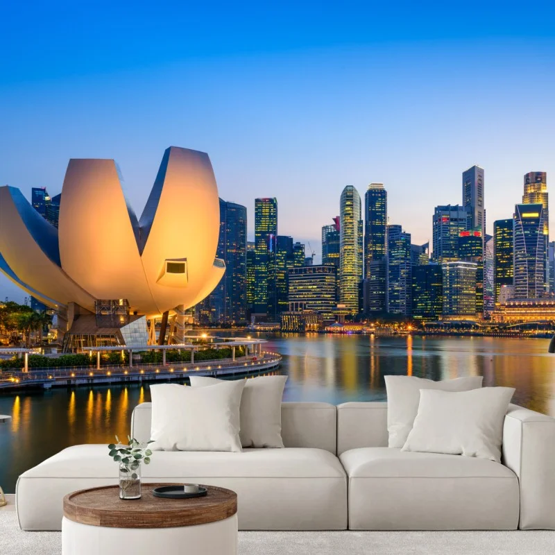 Wall mural Singapore skyline at twilight