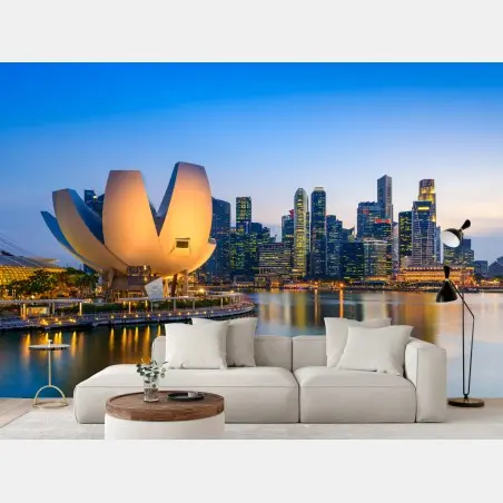 Wall mural Singapore skyline at twilight • Wallissimo®