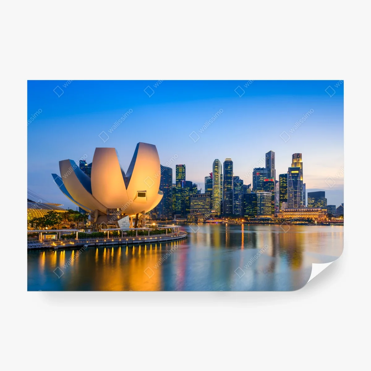 Wall mural Singapore skyline at twilight ⁕ Wallissimo® Wall mural Singapore skyline at twilight ⁕ Wallissimo®