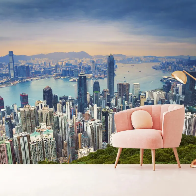 Wall mural Hong Kong skyline at dusk