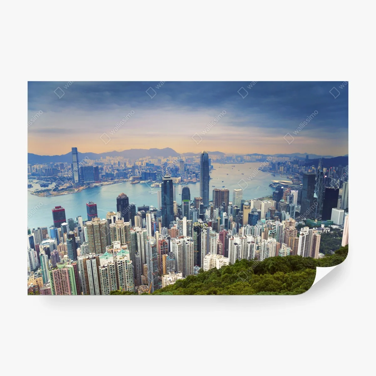 Wall mural Hong Kong skyline at dusk • Wallissimo®