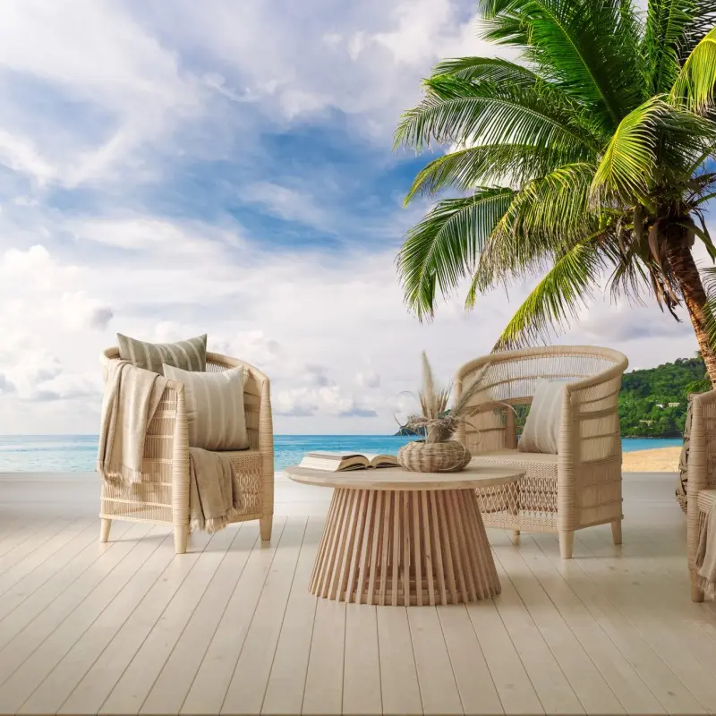 Wall mural tropical beach in Phuket with palm tree