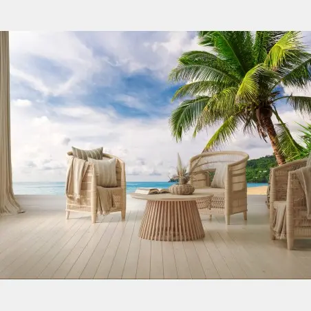 Wall mural tropical beach in Phuket with palm tree • Wallissimo®