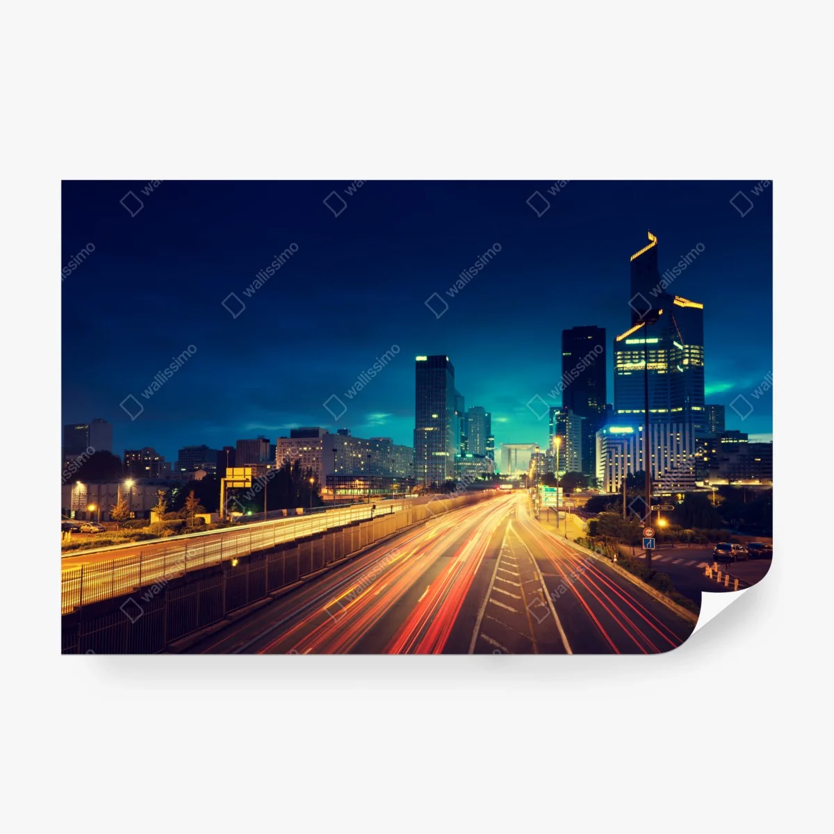 Wall mural La Défense skyline at dusk • Wallissimo® Wall mural La Défense skyline at dusk • Wallissimo®