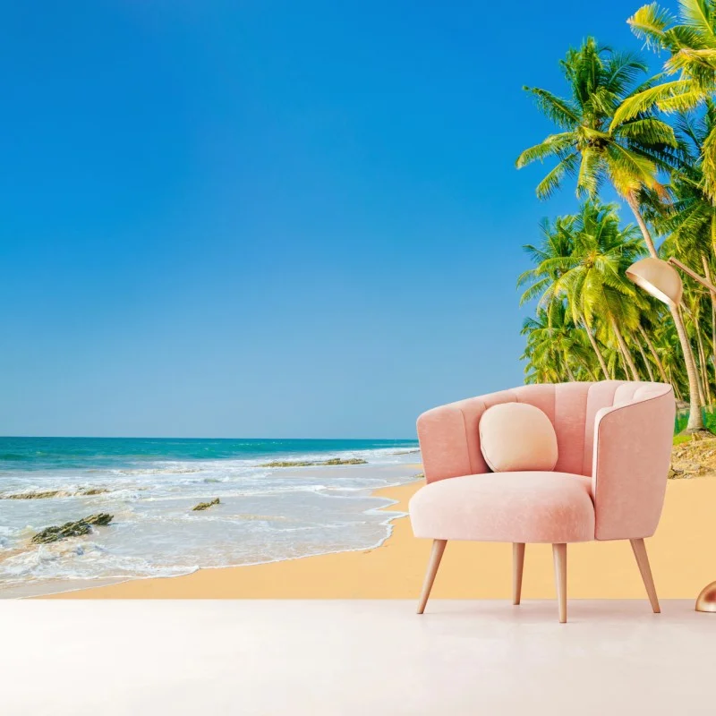 Wall mural tropical palm beach coastal escape