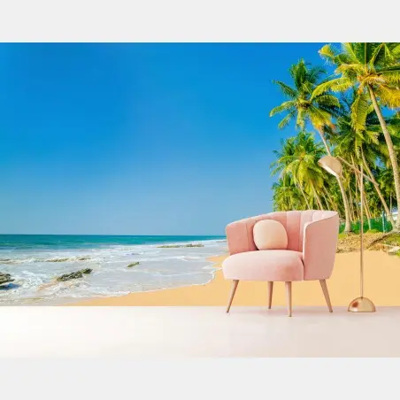 Wall mural tropical palm beach coastal escape • Wallissimo®