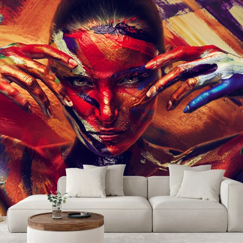 Wall mural mysterious painted portrait