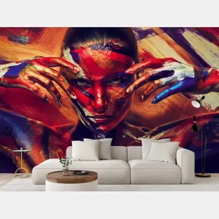 Wall mural mysterious painted portrait • Wallissimo®