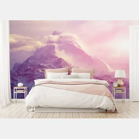 Wall mural pastel alpine sunrise mountain landscape • Wallissimo®
