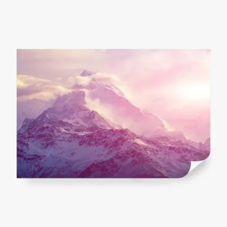 Wall mural pastel alpine sunrise mountain landscape • Wallissimo®