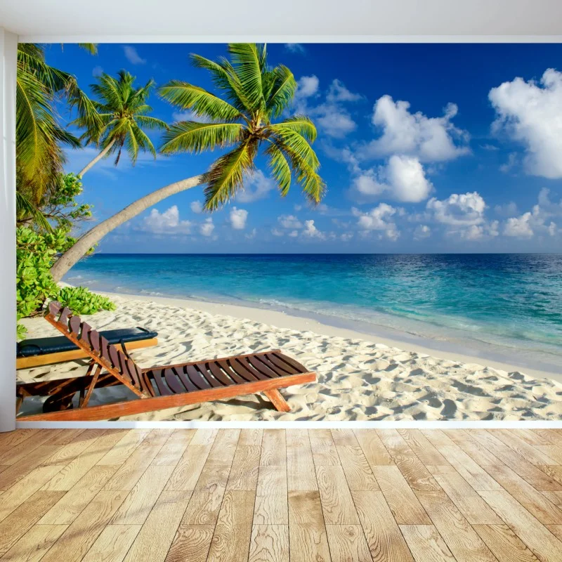 Wall mural tropical Maldives beach escape