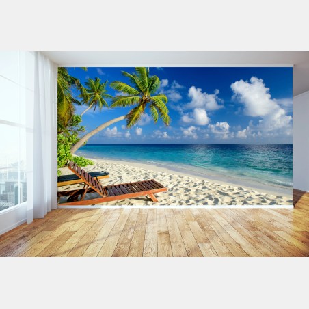 Wall mural tropical Maldives beach escape • Wallissimo®