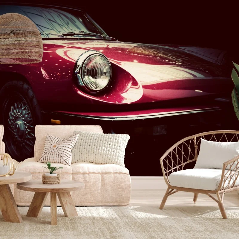 Wall mural classic red sports car close-up