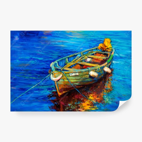 Wall mural vibrant boat at sunset • Wallissimo®