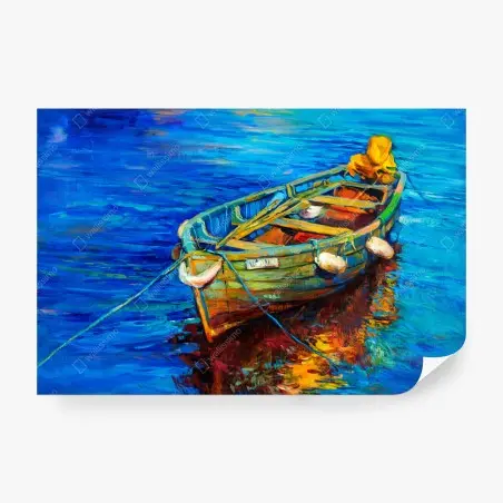 Wall mural vibrant boat at sunset • Wallissimo®
