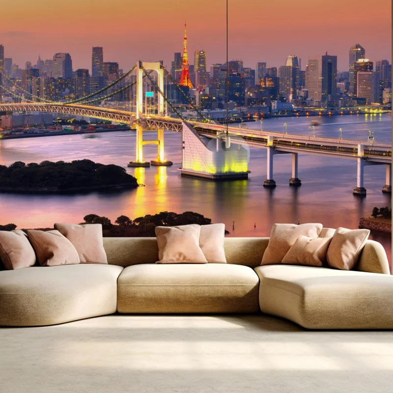 Wall mural Tokyo skyline at sunset