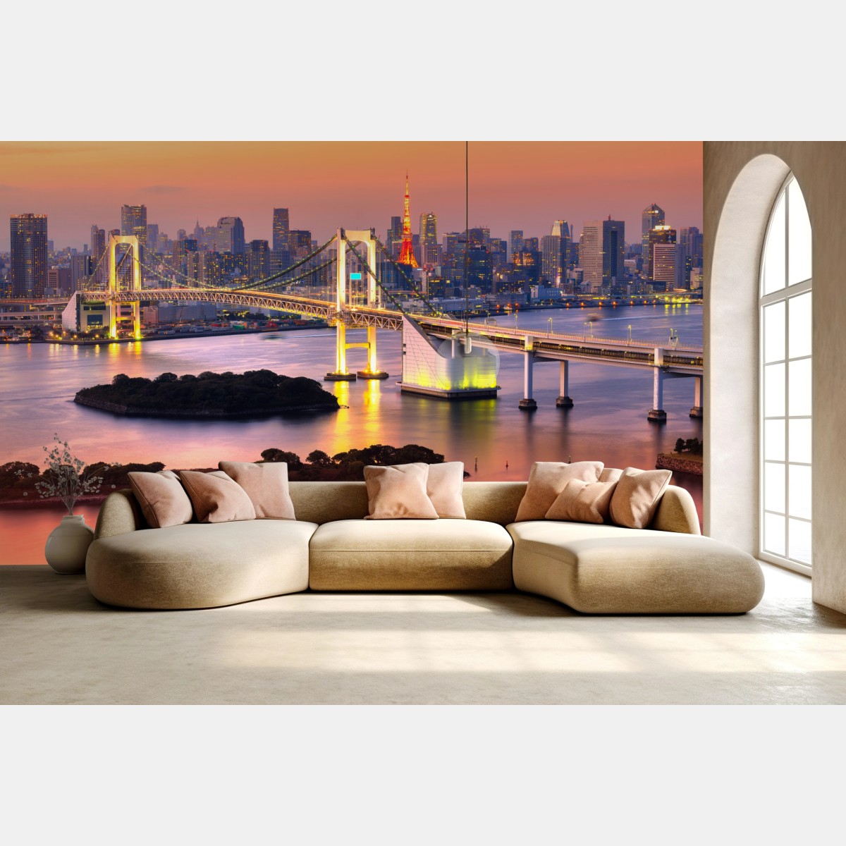 Wall mural Tokyo skyline at sunset • Wallissimo®