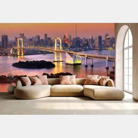 Wall mural Tokyo skyline at sunset • Wallissimo®