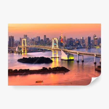Wall mural Tokyo skyline at sunset • Wallissimo®