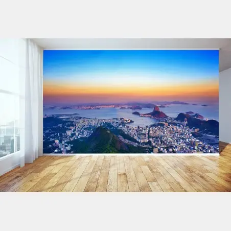 Wall mural rio de Janeiro skyline at sunset • Wallissimo®