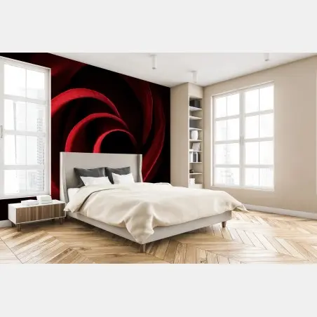 Wall mural deep red rose petal spiral • Wallissimo®