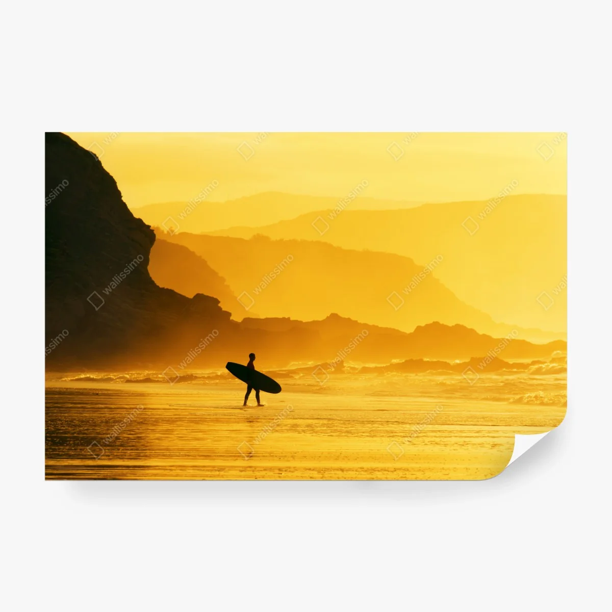 Wall mural surfer at golden sunset ⁕ Wallissimo® Wall mural surfer at golden sunset ⁕ Wallissimo®