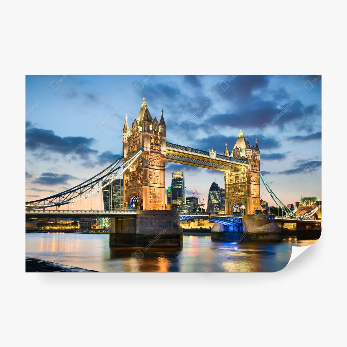 Wall mural Tower Bridge at dusk, London skyline • Wallissimo® Wall mural Tower Bridge at dusk, London skyline • Wallissimo®