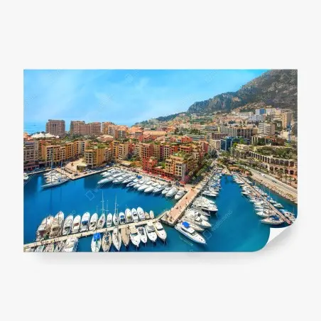 Wall mural sunny marina coastal cityscape • Wallissimo®