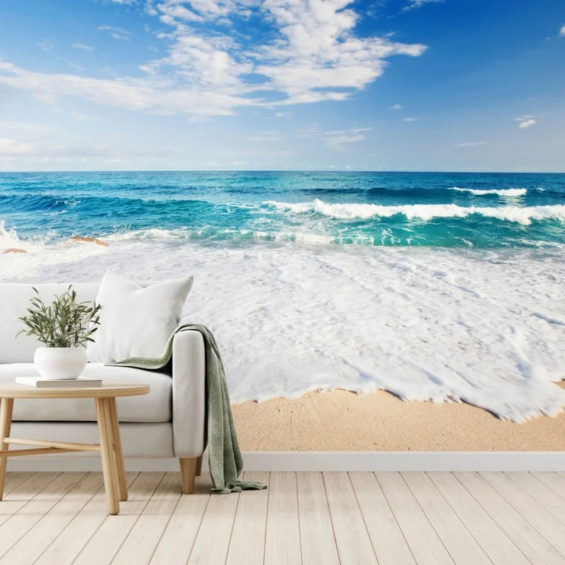 Wall mural turquoise waves on sandy beach