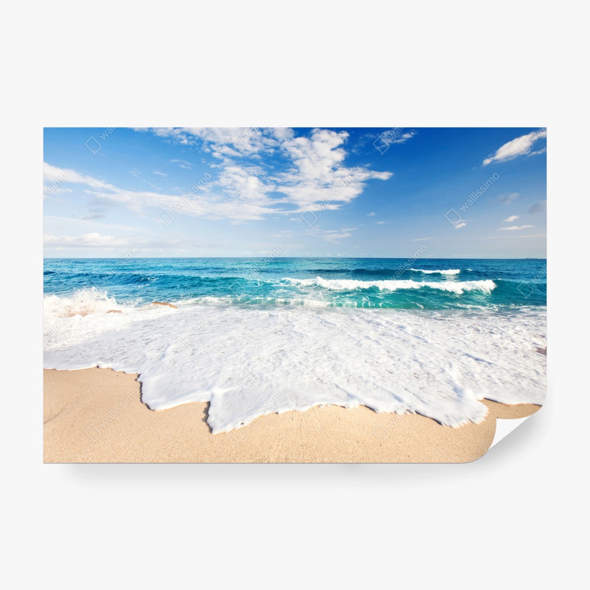 Wall mural turquoise waves on sandy beach • Wallissimo®