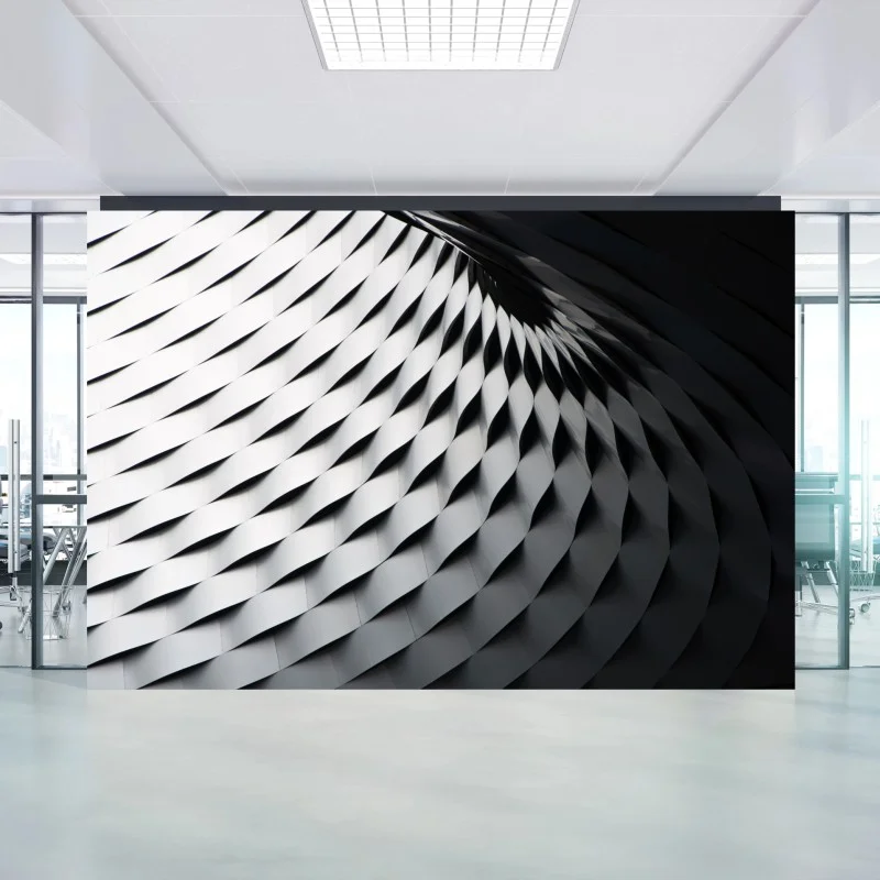Wall mural monochrome geometric metal pattern
