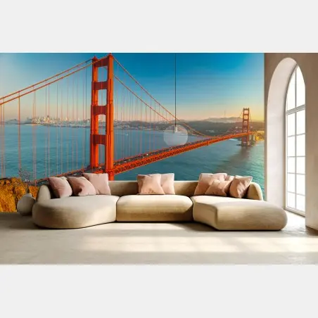 Wall mural Golden Gate sunset panorama • Wallissimo®