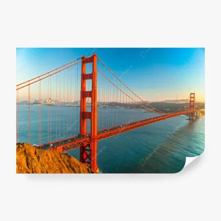 Wall mural Golden Gate sunset panorama • Wallissimo®