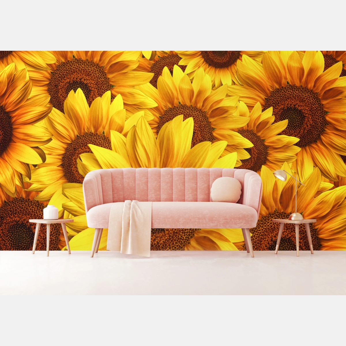 Wall mural golden sunflower bloom • Wallissimo®