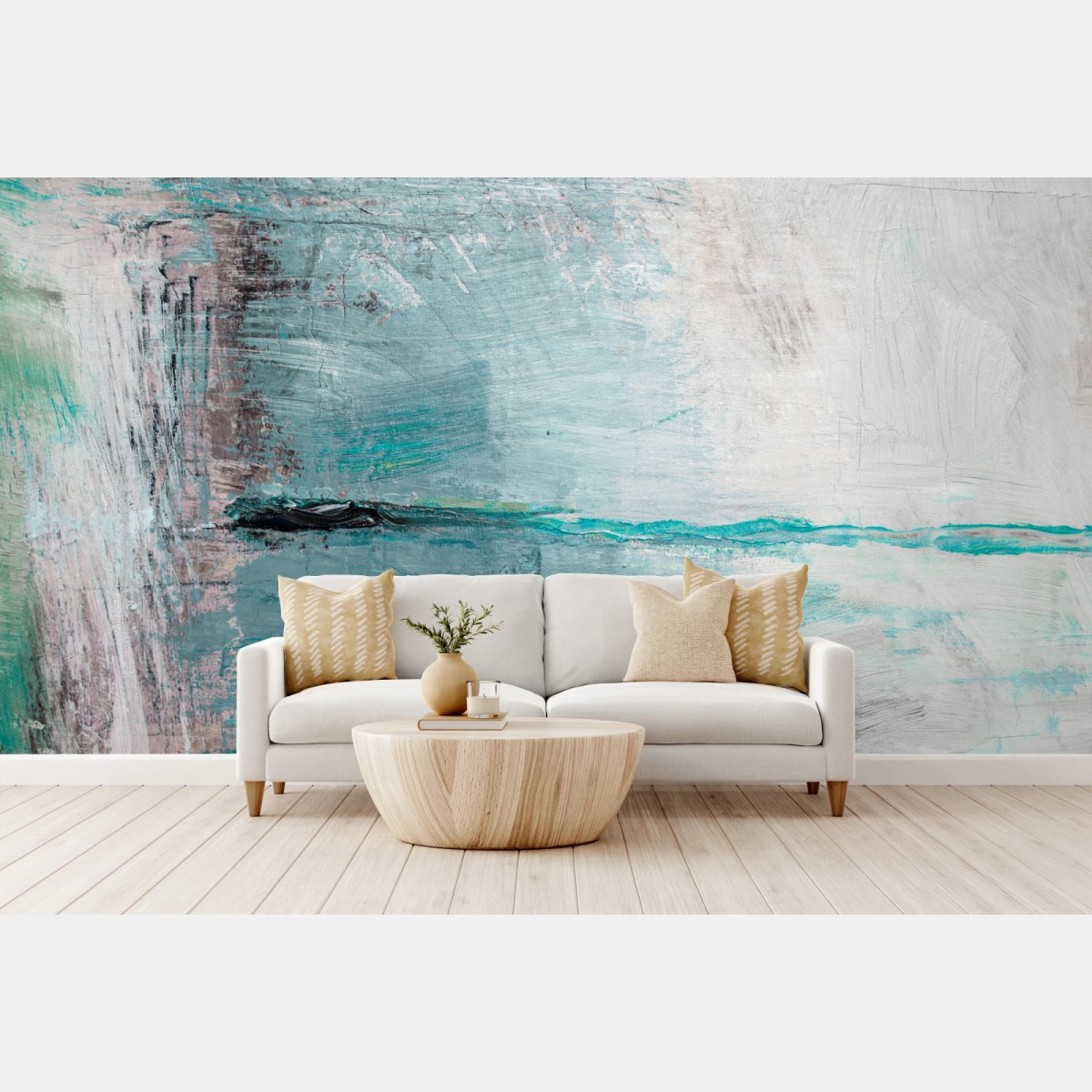Wall mural serene turquoise abstract seascape • Wallissimo®