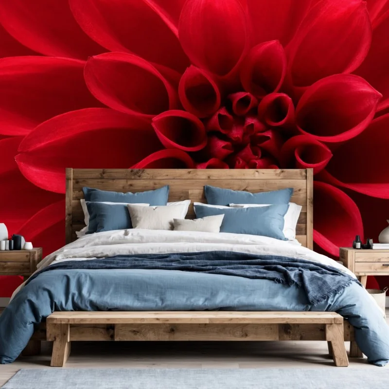 Wall mural red dahlia close-up