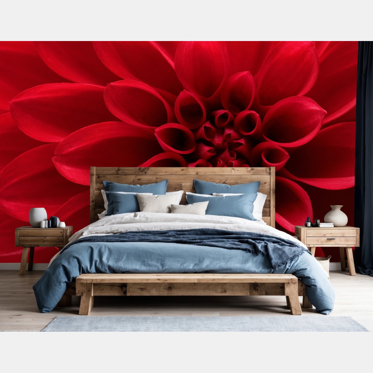 Wall mural red dahlia close-up • Wallissimo®