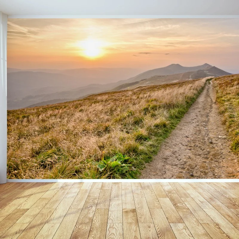 Wall mural Bieszczady mountain sunset trail