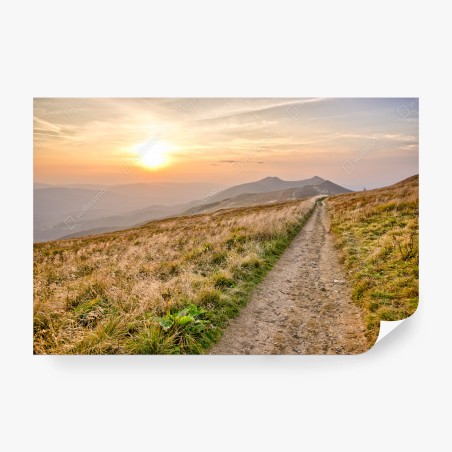 Wall mural Bieszczady mountain sunset trail • Wallissimo®