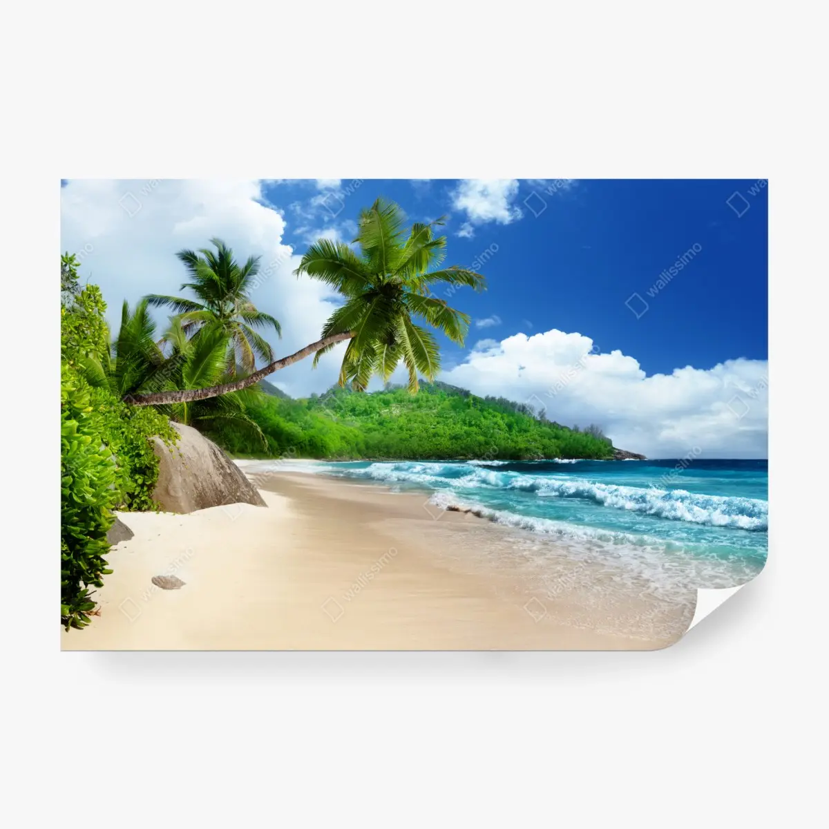 Wall mural serene tropical beach on Mahe, Seychelles • Wallissimo®