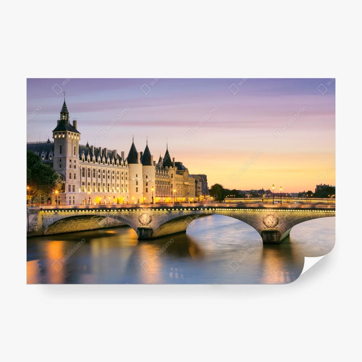 Wall mural Paris sunset over the historic bridge ⁕ Wallissimo®